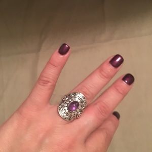 Beautiful Cabochon Amethyst Sterling Silver Ring